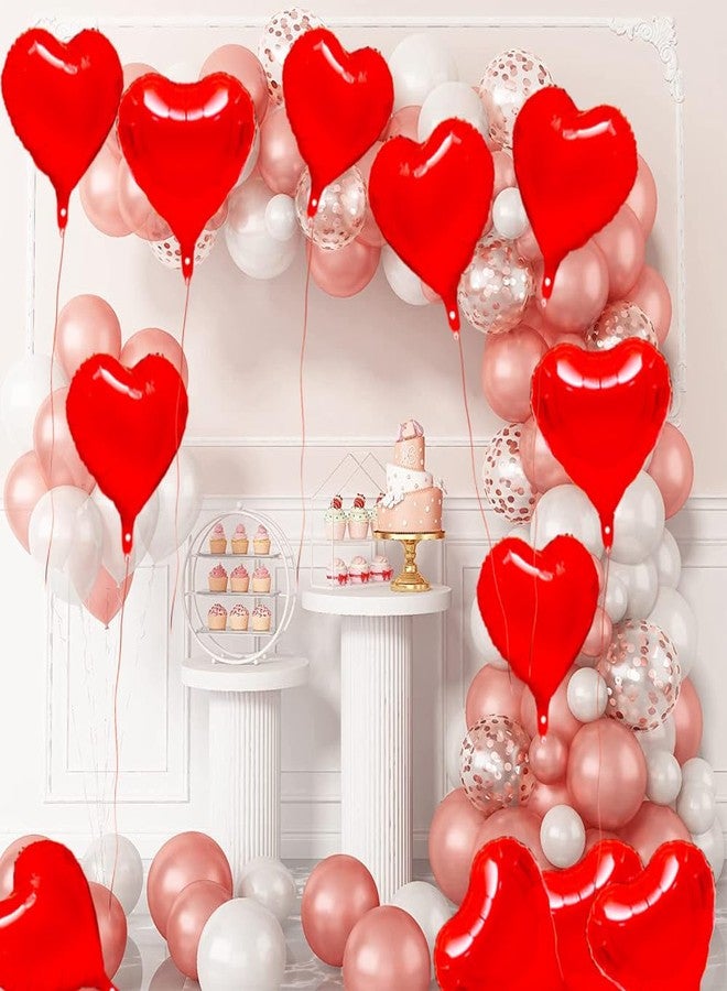 Libemskix Heart Balloons, 15 Pcs Red Heart Balloons 18 Inch Heart Shaped Balloon Hearts Love Foil Helium Balloon with Ribbon for Birthday Wedding Engagement Party Bridal Shower Mothers Day Decorations - Image 5