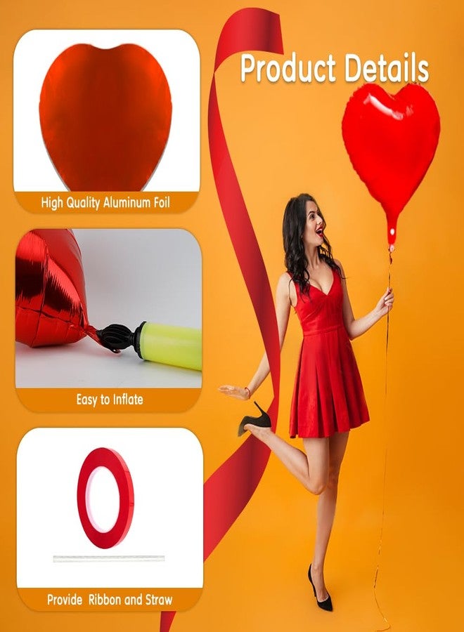 Libemskix Heart Balloons, 15 Pcs Red Heart Balloons 18 Inch Heart Shaped Balloon Hearts Love Foil Helium Balloon with Ribbon for Birthday Wedding Engagement Party Bridal Shower Mothers Day Decorations - Image 4