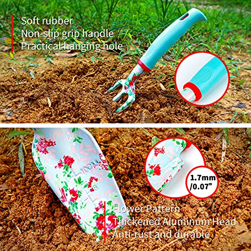 JUMPHIGH Womens Gardening Gifts Set - Floral Gardening Tools with Tote Bag - Gifts for Mom, Girlfriend or Women - Birthday, Christmas (Blue) - Image 3