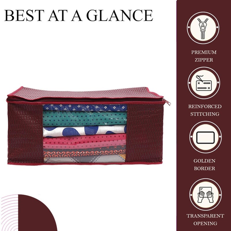 Shaping Fabric Saree Cover Set of 06 NonWoven Fabric Clothes Organiser for Wardrobe with Transparent Window Double Zip Clothes Storage Bag Garment Cover SC_XL_Large_GCVETR8249653486192726453 - Image 5