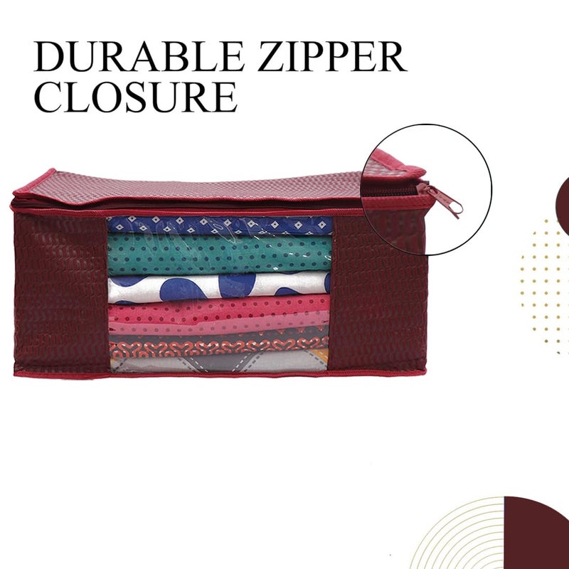 Shaping Fabric Saree Cover Set of 06 NonWoven Fabric Clothes Organiser for Wardrobe with Transparent Window Double Zip Clothes Storage Bag Garment Cover SC_XL_Large_GCVETR8249653486192726453 - Image 4