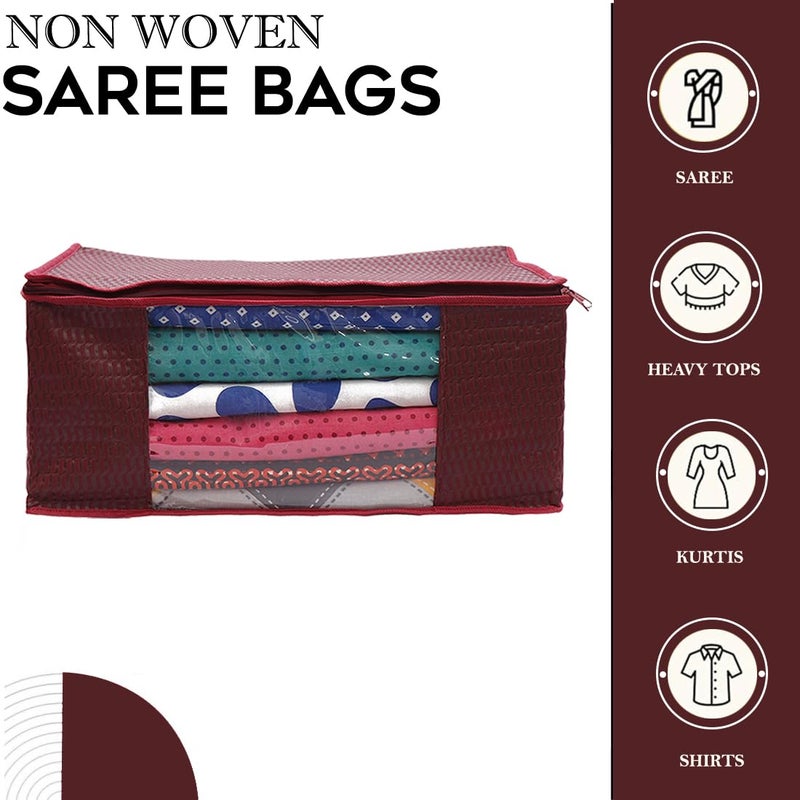 Shaping Fabric Saree Cover Set of 06 NonWoven Fabric Clothes Organiser for Wardrobe with Transparent Window Double Zip Clothes Storage Bag Garment Cover SC_XL_Large_GCVETR8249653486192726453 - Image 2