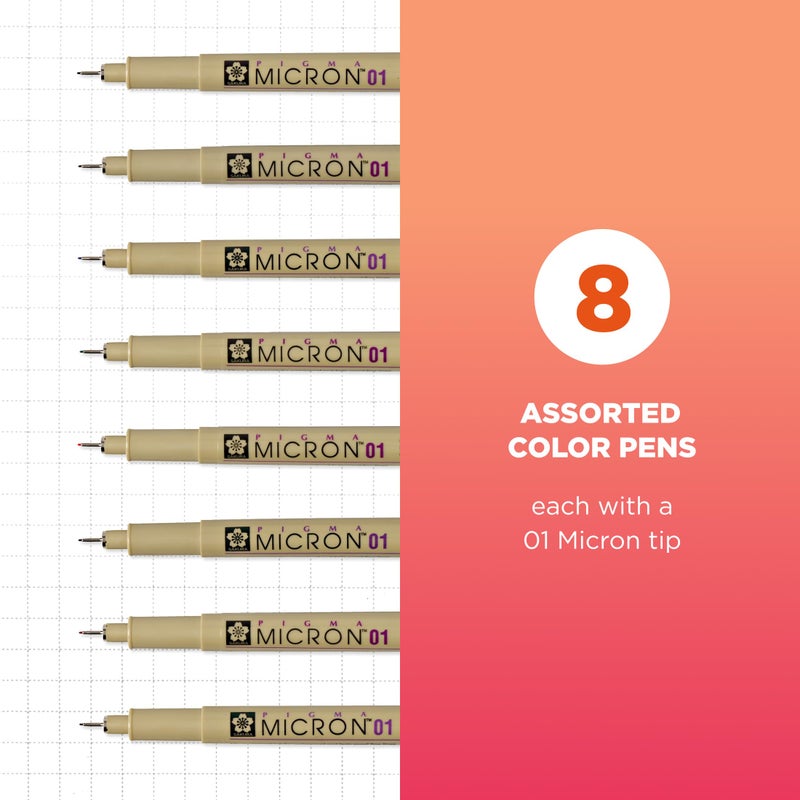 SAKURA Pigma 30068 Micron Blister Card Ink Pen Set, Colors may vary, 01 8CT Set - Image 2