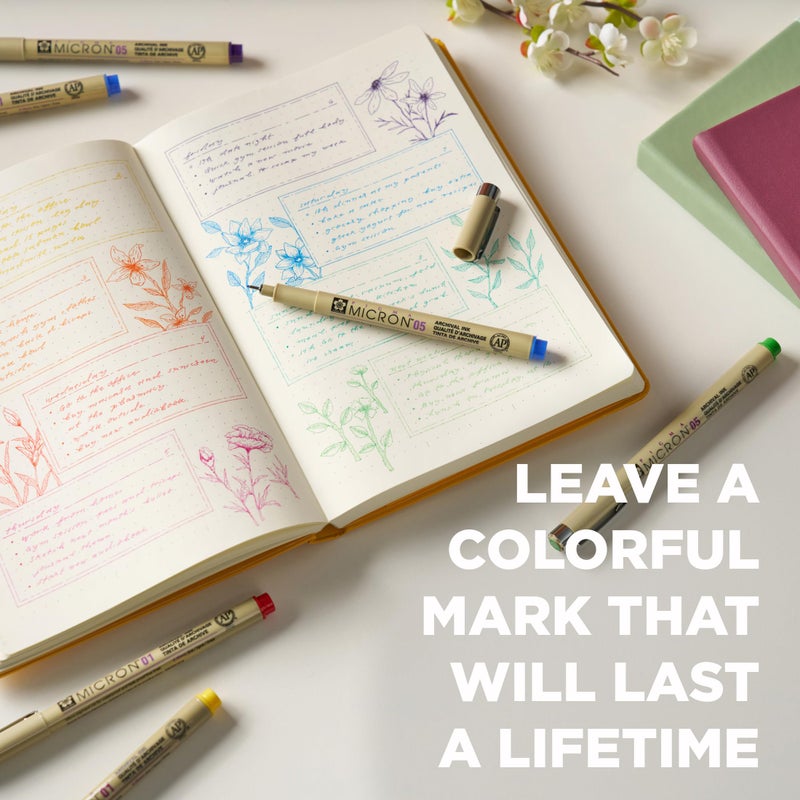 SAKURA Pigma 30068 Micron Blister Card Ink Pen Set, Colors may vary, 01 8CT Set - Image 5