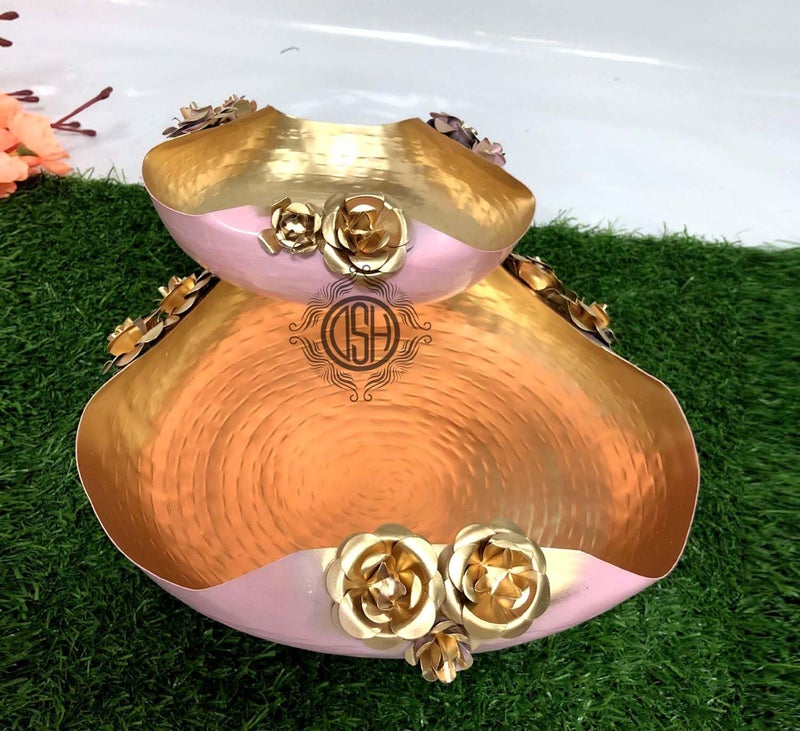 DSH Modern Urli Bowl for Floating Flowers and Candles Home, Designer Table Decor (Pink and Gold)- Set of 2 - Image 3