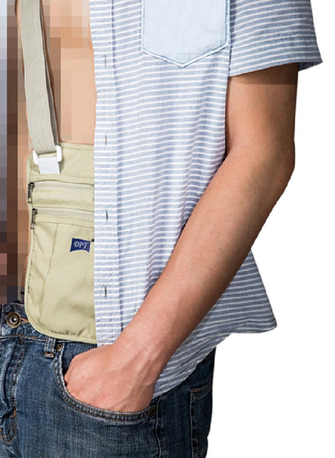 DPT Shoulder Money And Document Bag Made Of Fabric For Travel, Sandy - Image 5