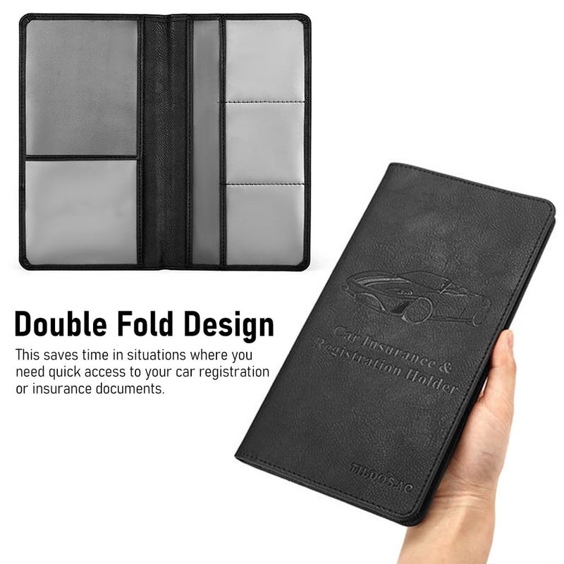 STHIRA® Car Document Holder Registration Insurance Card Leather Vehicle Glove Box Wallet Case Organizer with 6 Card Bag for Driver License Key Contact Information 3PCS - Image 5