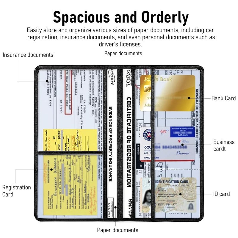 STHIRA® Car Document Holder Registration Insurance Card Leather Vehicle Glove Box Wallet Case Organizer with 6 Card Bag for Driver License Key Contact Information 3PCS - Image 2