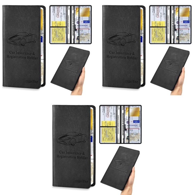 STHIRA® Car Document Holder Registration Insurance Card Leather Vehicle Glove Box Wallet Case Organizer with 6 Card Bag for Driver License Key Contact Information 3PCS - Image 1