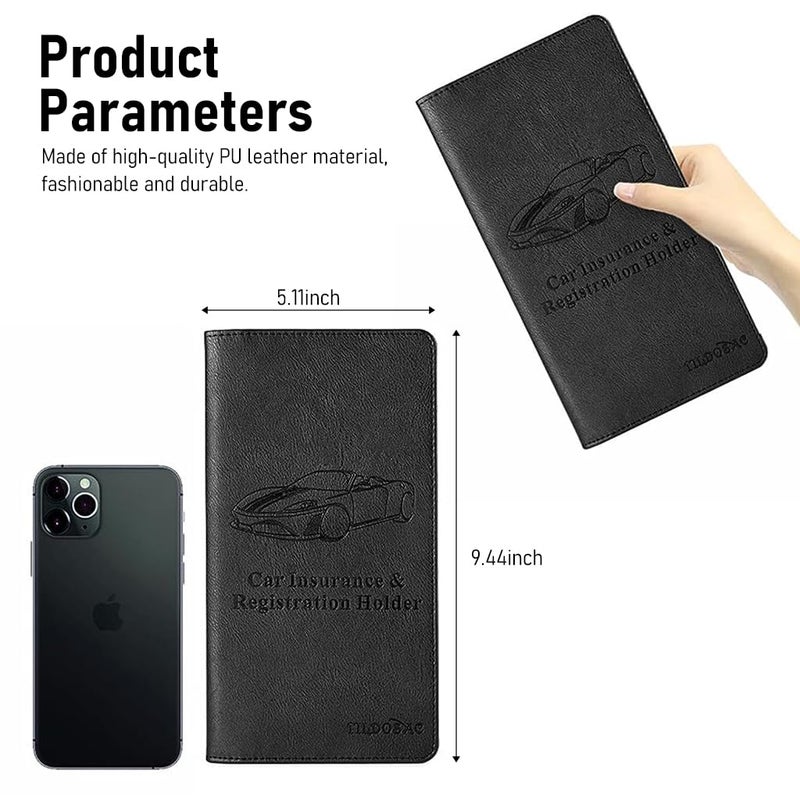 STHIRA® Car Document Holder Registration Insurance Card Leather Vehicle Glove Box Wallet Case Organizer with 6 Card Bag for Driver License Key Contact Information 3PCS - Image 3