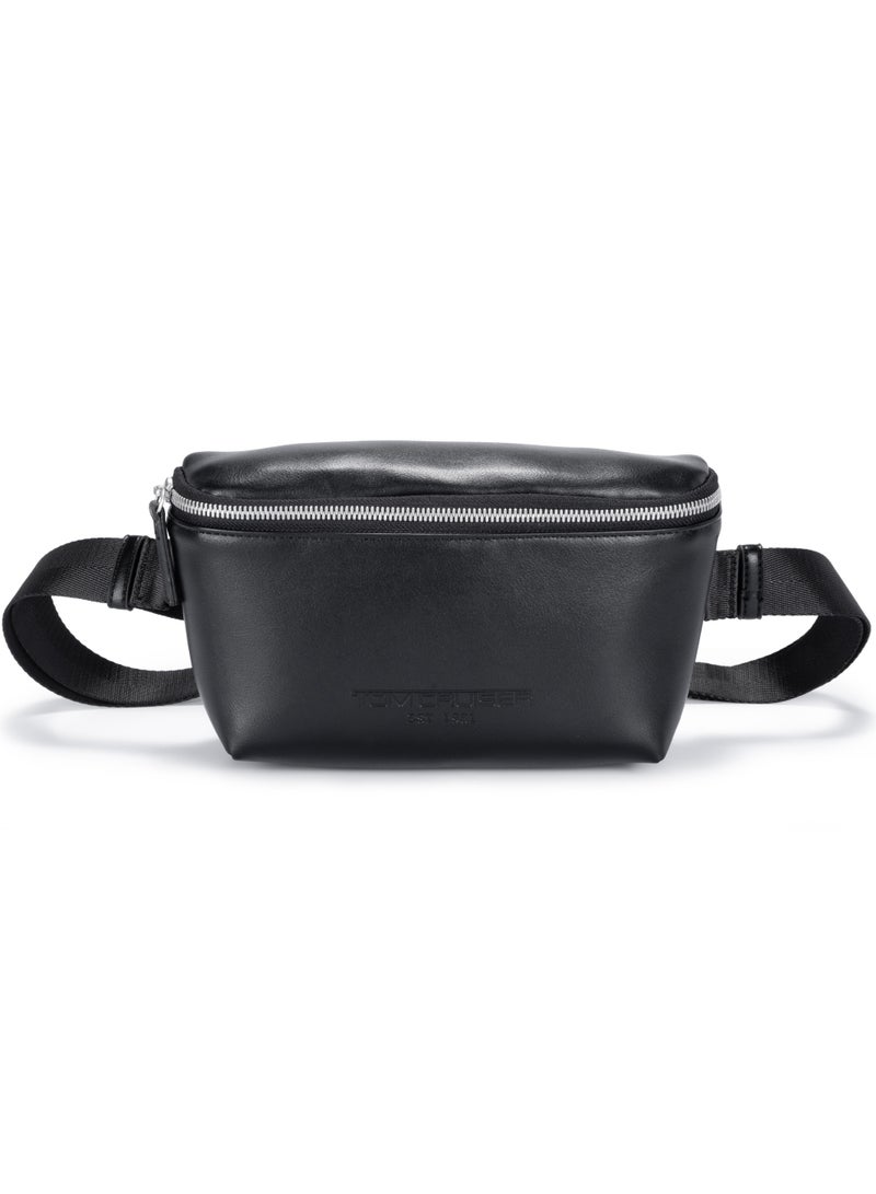 TOM CRUISER 9.4-Inch PU Sling Bag, Compact Crossbody & Chest Bag with Adjustable Strap, Back Zip Pocket, Metal Zipper & Organizer Storage, Black - Image 1