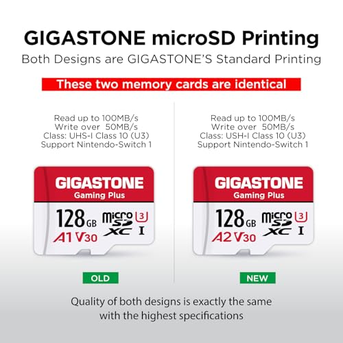 Gigastone 128GB Micro SD Card Gaming Plus MicroSDXC Memory Card for NintendoSwitch 1 Wyze GoPro Dash Cam Security Camera 4K Video Recording UHSI A1 U3 V30 C10 up to 100MBs with Adapter - Image 3