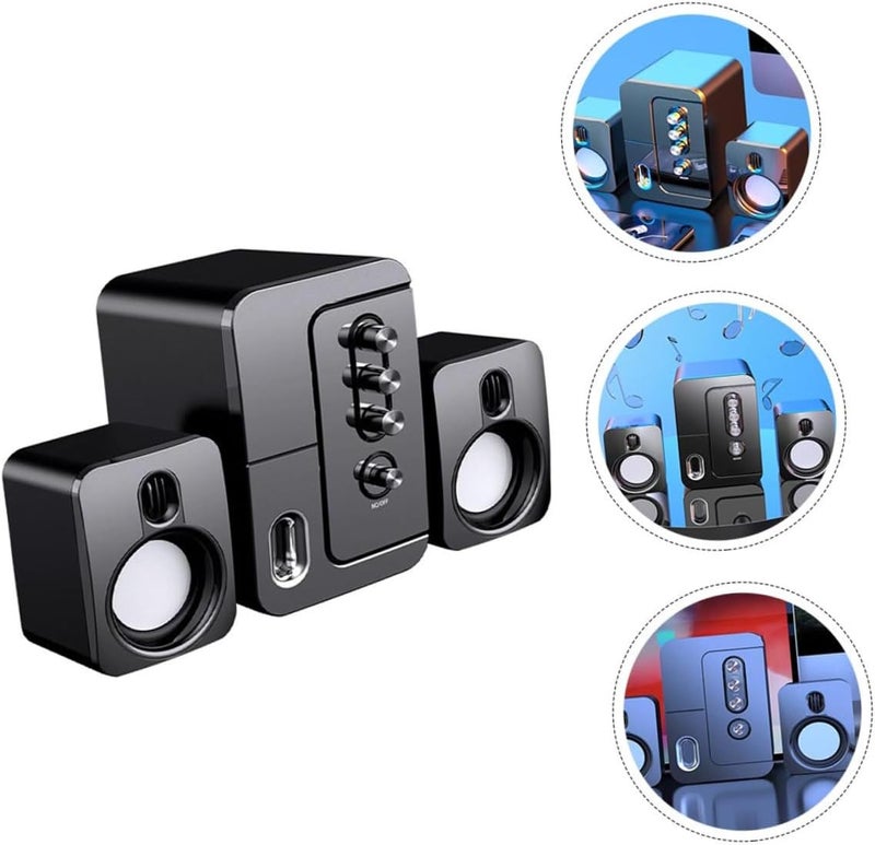 Kichvoe USB Computer Speakers 3D Surround Sound Multi-Purpose Desktop Laptop Loudspeaker with Deep Bass Black for Home Office Gaming - Image 5