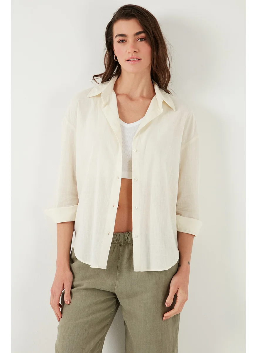 Lela Cotton Regular Fit Long Sleeve Plain Shirt Women's Shirt CF25S168305