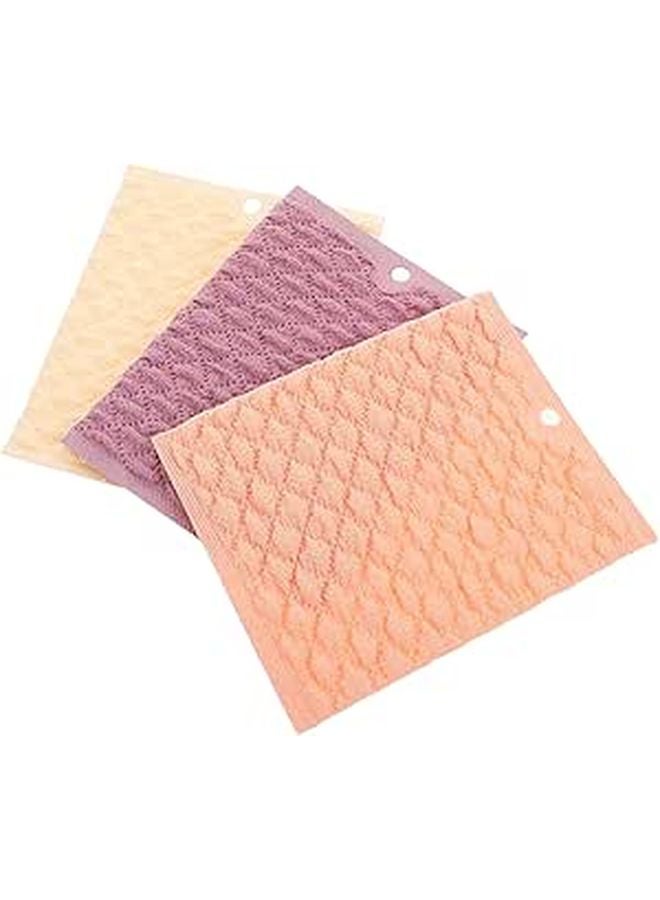 3Pcs Thick Absorbent Reusable Kitchen Dishcloths Set Soft Dish Towels Beige Orange Purple - Image 1
