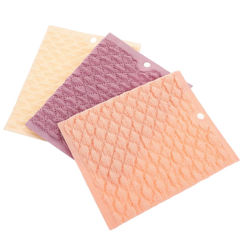 3Pcs Thick Absorbent Reusable Kitchen Dishcloths Set Soft Dish Towels Beige Orange Purple - Image 2