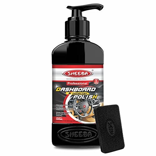 SHEEBA Dashboard & Interior Polish Protectant with applicator pad for Cars & Bikes, Restores Original Look, Long Lasting, For Plastic & Vinyl Surfaces, Prevents Ageing, Dullness, Non Greasy: 500mL - Image 1