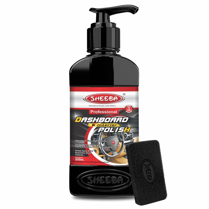 SHEEBA Dashboard & Interior Polish Protectant with applicator pad for Cars & Bikes, Restores Original Look, Long Lasting, For Plastic & Vinyl Surfaces, Prevents Ageing, Dullness, Non Greasy: 500mL - Image 5