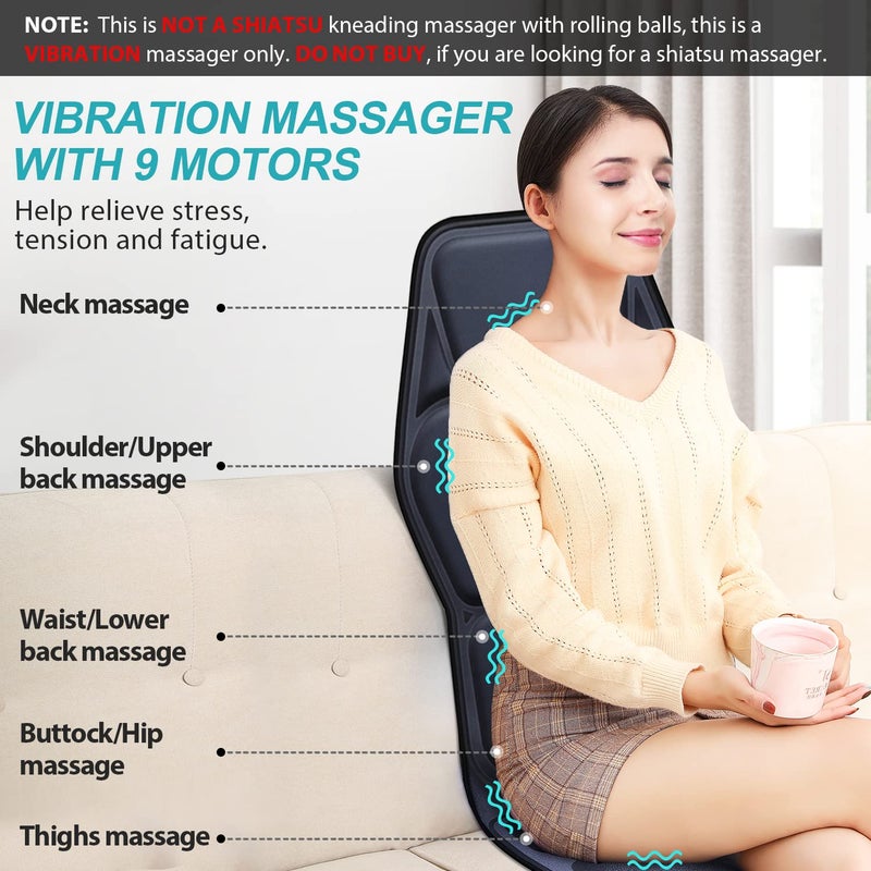 AIVEISI Massage Seat Cushion with Heat, 9 Massage Style, Lumbar Support Function, Fatigue, Stress Relief, Back Massager, Chair Pads for Men and Women, Home Office - Image 3