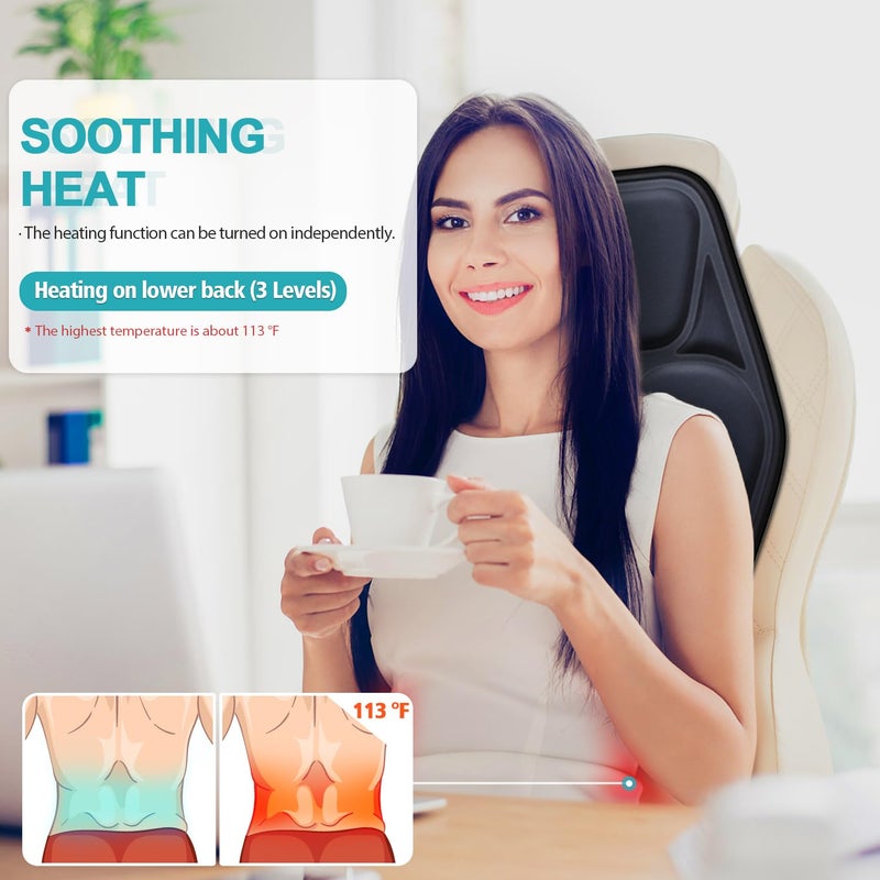 AIVEISI Massage Seat Cushion with Heat, 9 Massage Style, Lumbar Support Function, Fatigue, Stress Relief, Back Massager, Chair Pads for Men and Women, Home Office - Image 4