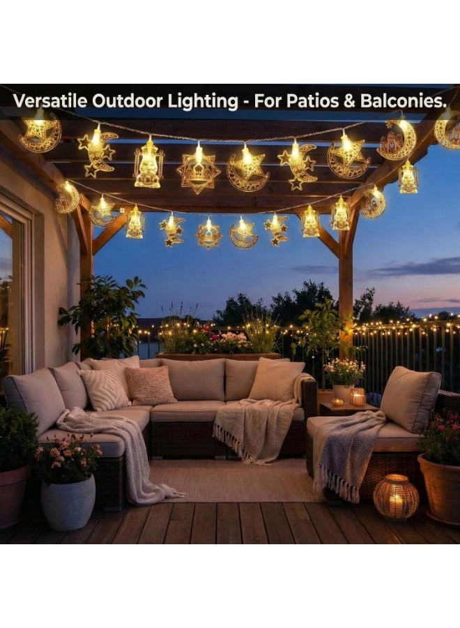 LA LUSH 20 LED Moon and Star Fairy Lights, Battery Operated String Lights, 10FT Warm White Decorative Lights for Bedroom, Nursery, Wedding & Home Decor - Image 2