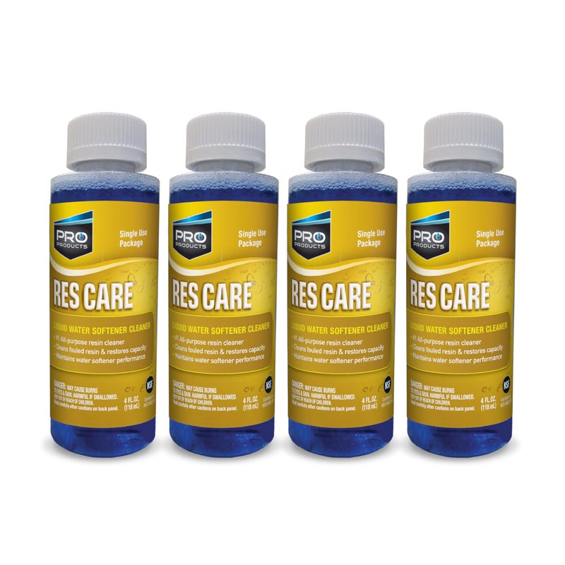 Pro Products منظف سائل تنقية المياه من Pro Products Res Care، منظف عالمي لأنظمة المياه العسيرة، عبوة من 4 زجاجات سعة 4 أونصات - Image 1