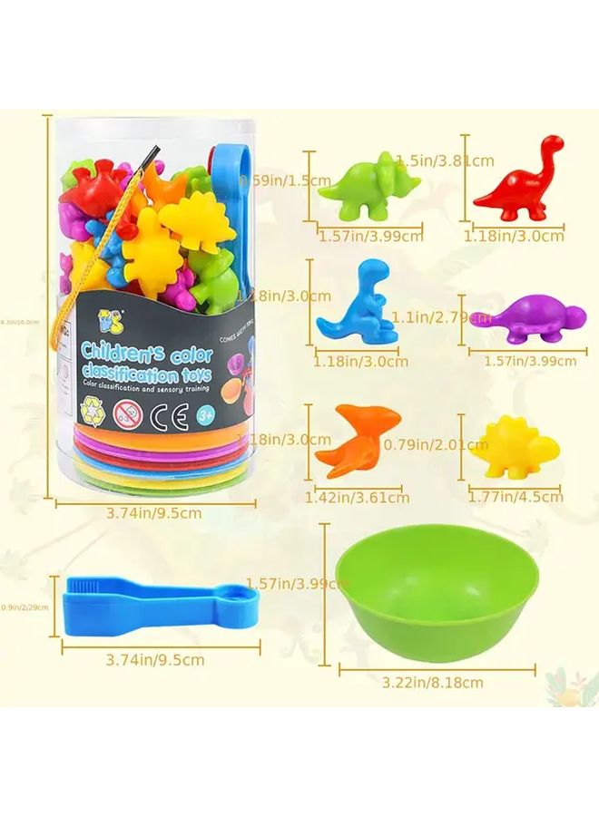 لعبة تعليمية متعددة الألوان من المطاط لعد وتصنيف الديناصورات، مصممة لتعليم الأطفال في عمر 3 سنوات وفقًا لمنهج STEM - Image 3