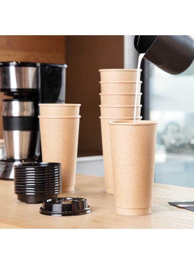 Restaurantware RW Base 20 Ounce Drink Cups, 250 Unbleached Paper Coffee Cups - Lids Sold Separately, Single Wall, Paper Disposable Coffee Cups, No-Leak, Rolled Rim - Image 3