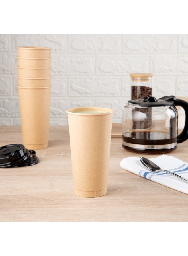 Restaurantware RW Base 20 Ounce Drink Cups, 250 Unbleached Paper Coffee Cups - Lids Sold Separately, Single Wall, Paper Disposable Coffee Cups, No-Leak, Rolled Rim - Image 4