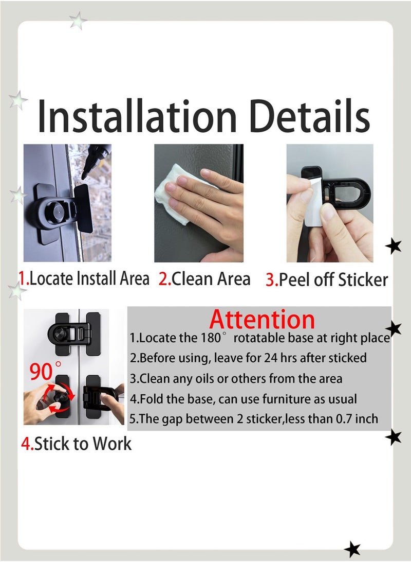 insular 3-Pack Baby Safety Locks, Secure and Convenient Fridge Cabinet Drawer Lock, Child-Safe Refrigerator Lock with Strong Adhesive, No Tools Needed Safety Device for Babies and Pets (Black) - Image 4