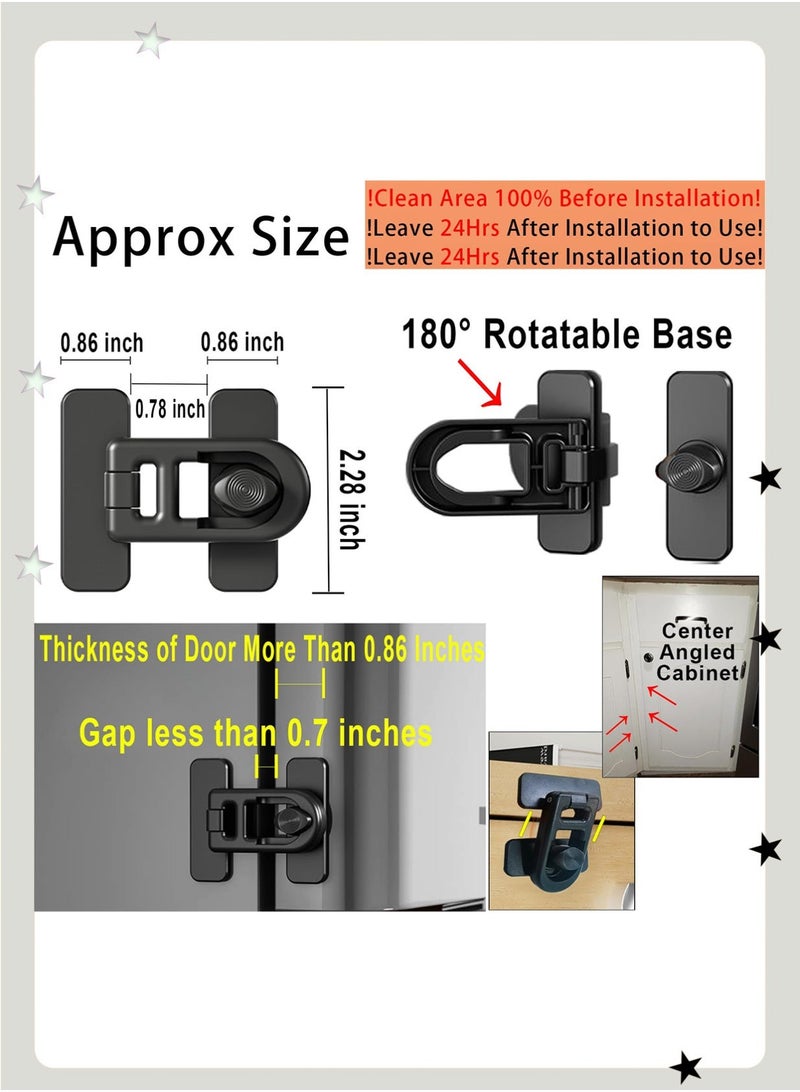 insular 3-Pack Baby Safety Locks, Secure and Convenient Fridge Cabinet Drawer Lock, Child-Safe Refrigerator Lock with Strong Adhesive, No Tools Needed Safety Device for Babies and Pets (Black) - Image 2
