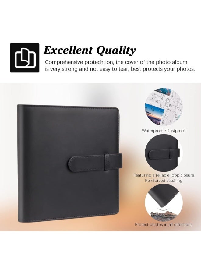 ألبومات الصور الجلد عالية الجودة للكاميرا الصغيرة Fujifilm Instax ، Polaroid 2x3 "صور الزنك ، ألبوم الصور الجلدية ذات القدرة الكبيرة مع 256 جيب ، مقاوم للماء DIY Photocard Holder Book لصور العائلة ، تخزين صور الزفاف والحفاظ على الذاكرة (أسود) - Image 2