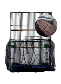 IFAMIO IFAMIO Bird Cage Seed Feather Catcher Adjustable Birdcage Covers Cage Skirt Large Nylon Mesh Netting Universal Bird Cage Net Cover Bird Seed Guard Skirt for Parrot Parakeet Macaw Black  - Image 1