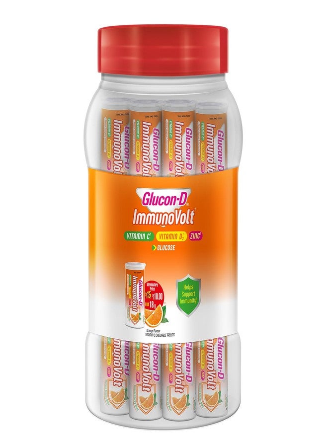 Glucon-D Immunovolt Energy Bite Tube (9 Chewable Tablets) 18gm (Orange - Pack of 20 Tubes) - Image 1