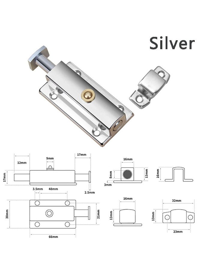 Generic 2 Pack Polished Chrome Door Bolt Bathroom Lock Portable Silver Black Bolts for Internal Doors  - Image 2