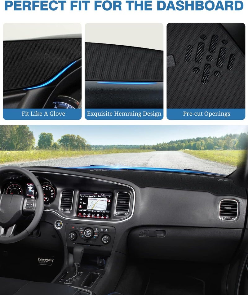FIILINES Dash Cover Compatible with Dodge Charger 2011–2023 Dashboard Cover Mat for Charger Accessories Sunshade Nonslip Mesh Protector No Glare - Image 4