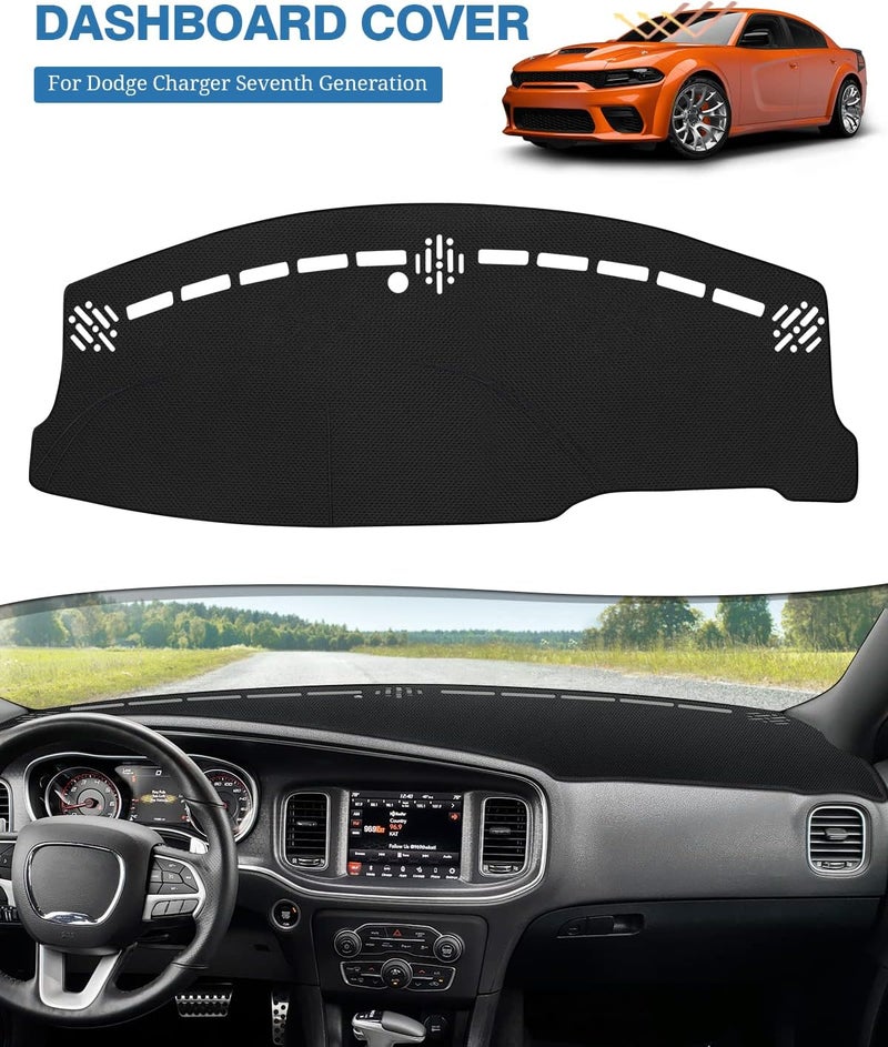 FIILINES Dash Cover Compatible with Dodge Charger 2011–2023 Dashboard Cover Mat for Charger Accessories Sunshade Nonslip Mesh Protector No Glare - Image 2
