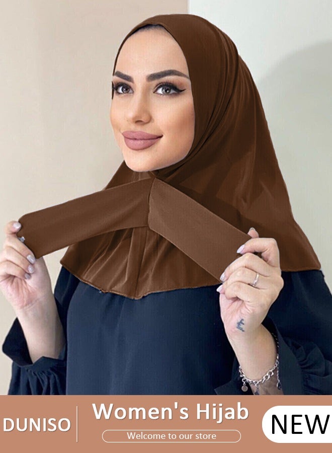 DUNISO Instant Hijab Button Design, Fashion Hijab for Women, Instant Snap Fastener Hijab Inner Cap, Full Cover Head Wraps Scarf, Islam Turban Caps - Image 1