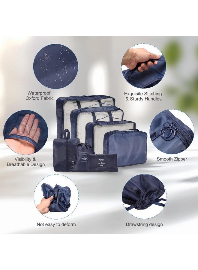 VARENYYA VARENYYA 7 Pieces Travel Organizer Pouches/Packing Cubes/Travel Essentials for Women Luggage/Space Saver Bags for Clothes/Toiletry Kit/Underwear/Makeup Kit/Travelling Pouch (Dark Blue)  - Image 4