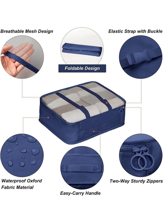 VARENYYA VARENYYA 7 Pieces Travel Organizer Pouches/Packing Cubes/Travel Essentials for Women Luggage/Space Saver Bags for Clothes/Toiletry Kit/Underwear/Makeup Kit/Travelling Pouch (Dark Blue)  - Image 3