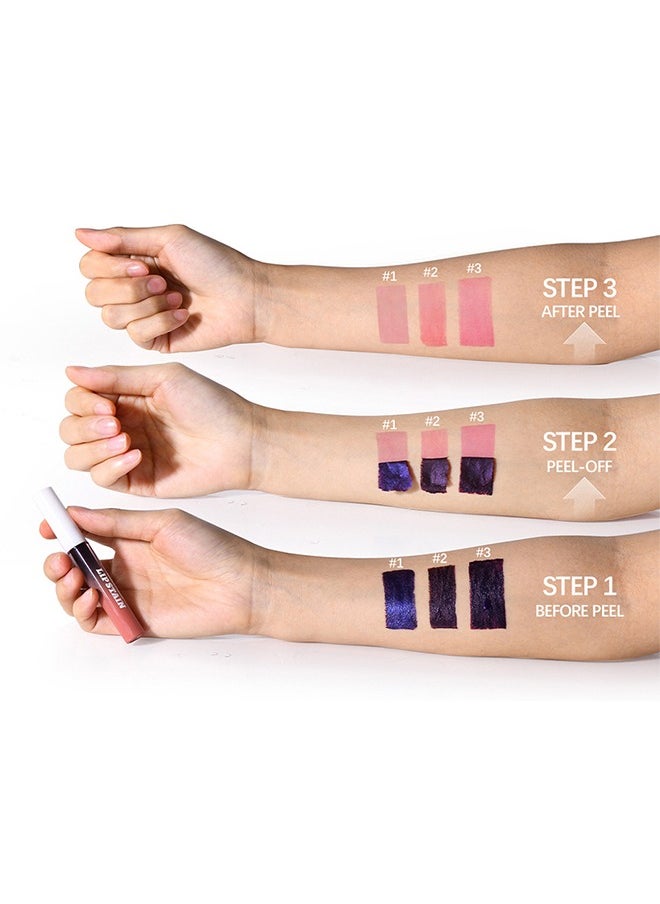 lakerain 3 Pieces Peel Off Lip Tint Stain, Lip Stain Peel Off Tattoo, Waterproof Transfer Proof Long Lasting Lip Stain Tint Lip Large, Highly Pigmented Matte Finish Lipstick  - Image 5