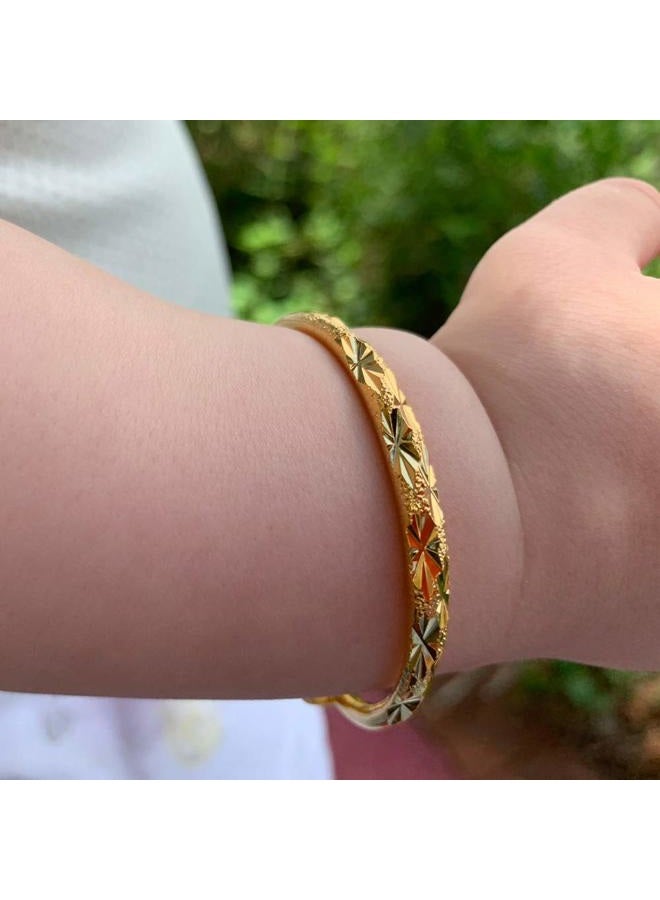 Ethlyn 2pcs/lot 18K Gold Plated Stars Children Kids Lucky Bangles &bracelets Birthday Present for boys and girls, 5cm, gold plated - Image 5