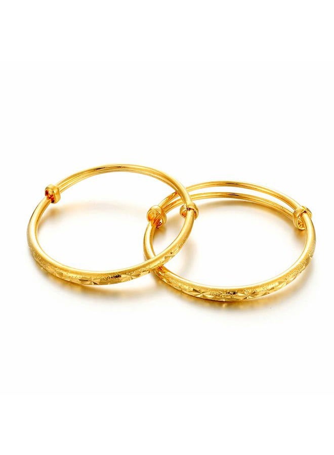 Ethlyn 2pcs/lot 18K Gold Plated Stars Children Kids Lucky Bangles &bracelets Birthday Present for boys and girls, 5cm, gold plated - Image 1