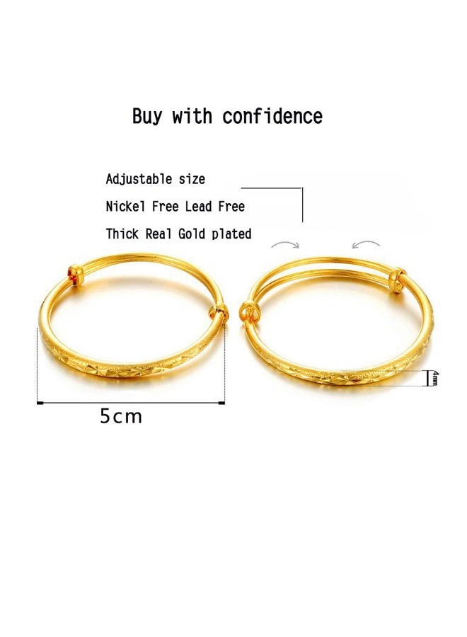 Ethlyn 2pcs/lot 18K Gold Plated Stars Children Kids Lucky Bangles &bracelets Birthday Present for boys and girls, 5cm, gold plated - Image 3