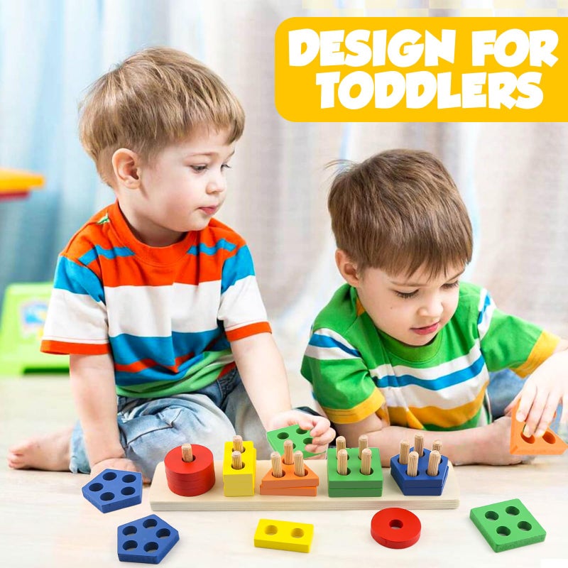 Daisiki Montessori Toys For 1 2 3 Year Old Girls Boys  Wooden Sensory Toys For 1-3 Year Old Birthday Gifts  Education Toddler Puzzles Toddler Easter Basket Stuffers Learning Toy Activities Puzzles Ages 1-3 - Image 3