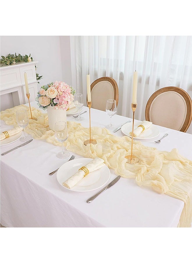 meayul Translucent Table Runner Chessian Tablecloth, Cheesecloth Table Runner, Cheese Cloth Boho Gauze Table Runner for Wedding Bridal Baby Shower Birthday Party Rustic Sheer Boho Table Decorations  - Image 4