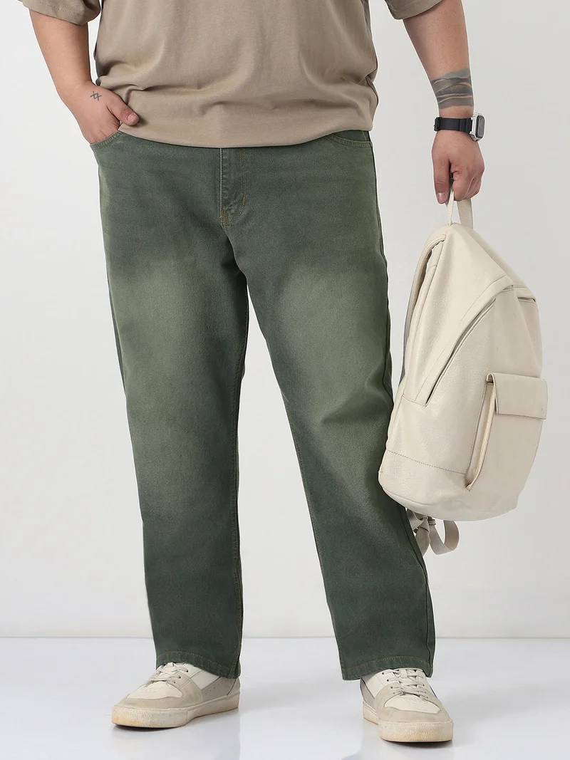 Urbano Plus Men's Dark Grey Straight Fit Heavy Washed Jeans Stretchable