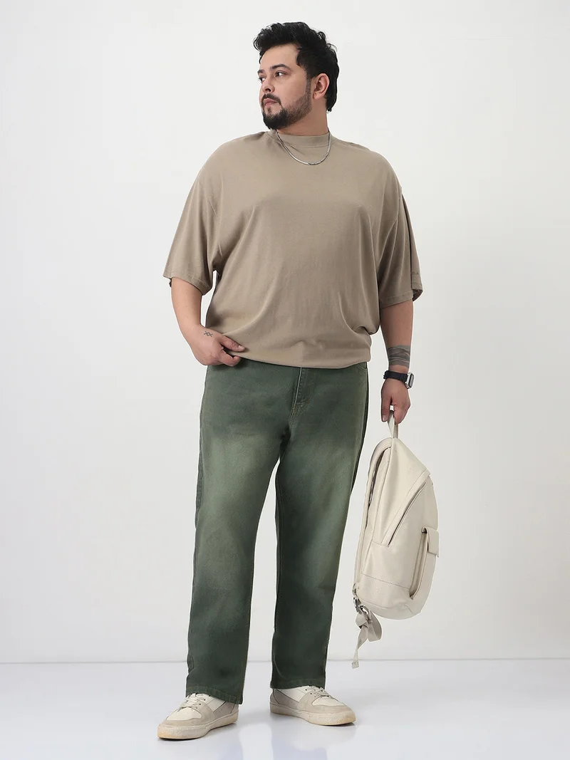 Urbano Fashion  Urbano Plus Men's Dark Grey Straight Fit Heavy Washed Jeans Stretchable  | Best Price UAE