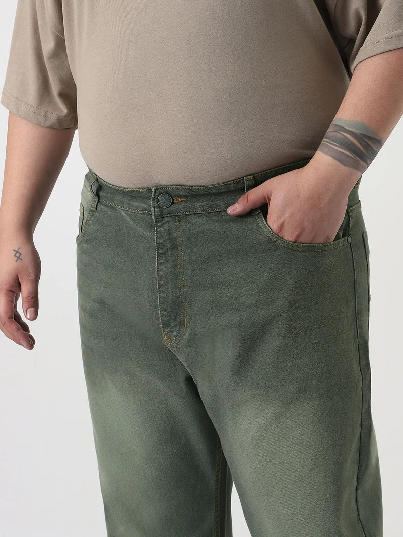 Urbano Fashion  Urbano Plus Men's Dark Grey Straight Fit Heavy Washed Jeans Stretchable  | Best Price UAE