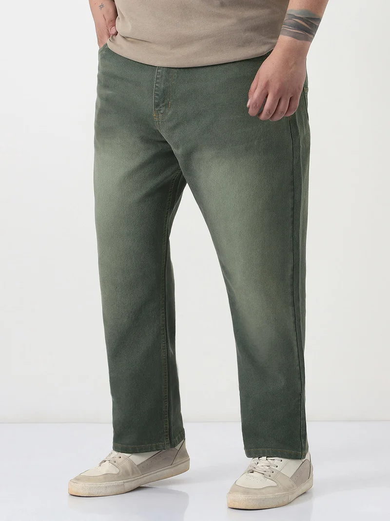 Urbano Fashion  Urbano Plus Men's Dark Grey Straight Fit Heavy Washed Jeans Stretchable  | Best Price UAE